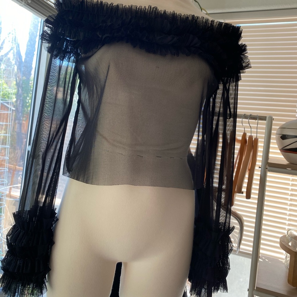 Black Ruffle Off the Shoulder Top